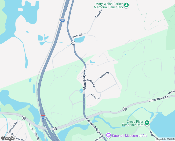 map of restaurants, bars, coffee shops, grocery stores, and more near 5 Cedar Road in Katonah