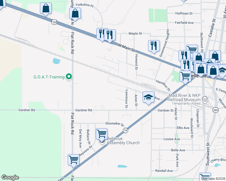 map of restaurants, bars, coffee shops, grocery stores, and more near 132 Winfield Ct in Bellevue