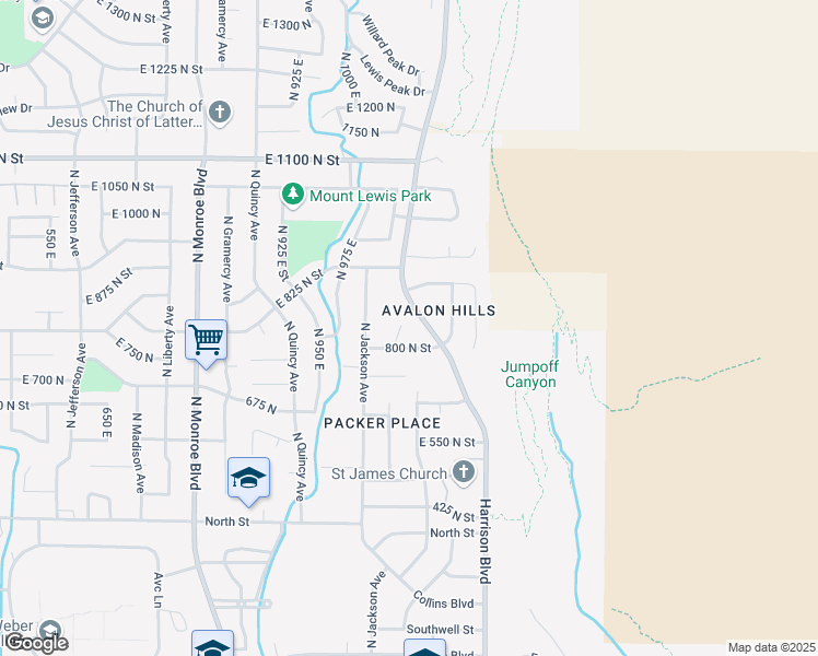 map of restaurants, bars, coffee shops, grocery stores, and more near 830 North Eccles Avenue in Ogden