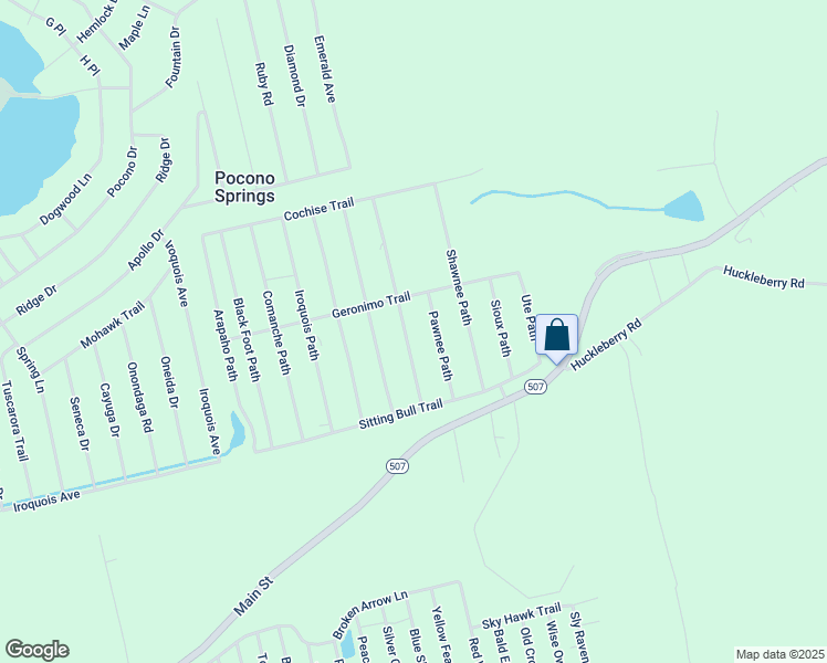 map of restaurants, bars, coffee shops, grocery stores, and more near 32 Navaho Path in Wayne