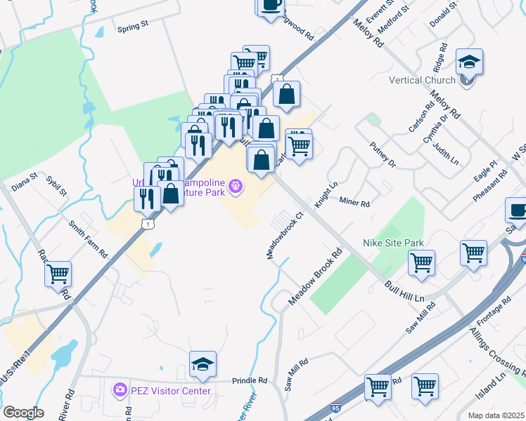 map of restaurants, bars, coffee shops, grocery stores, and more near 250 Bull Hill Lane in Orange