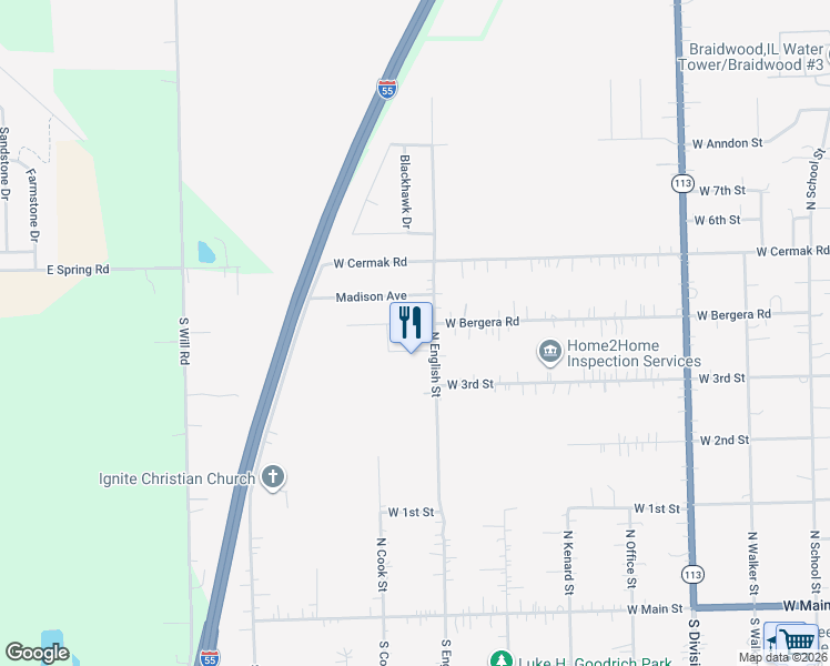map of restaurants, bars, coffee shops, grocery stores, and more near 931 West Bergera Road in Braidwood
