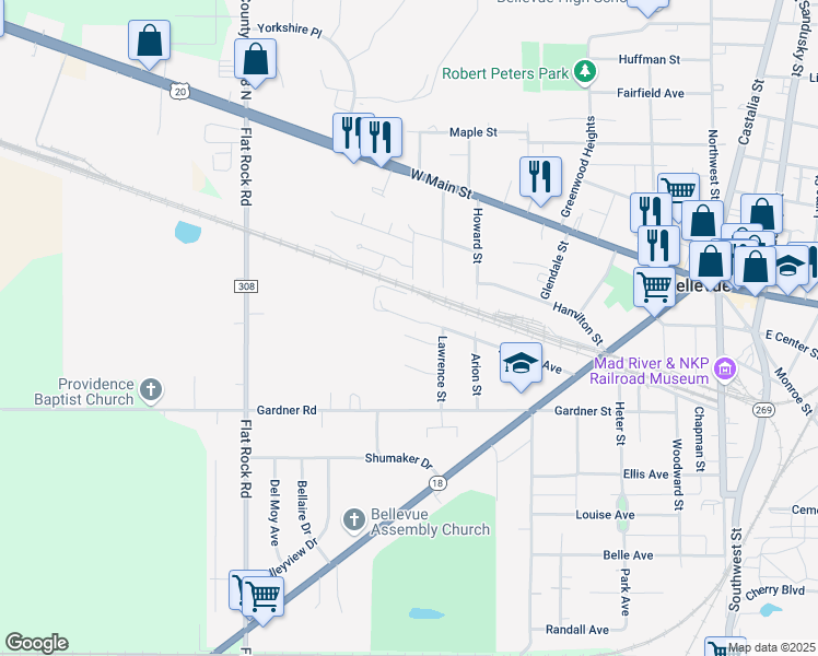 map of restaurants, bars, coffee shops, grocery stores, and more near 300 Ashford Avenue in Bellevue