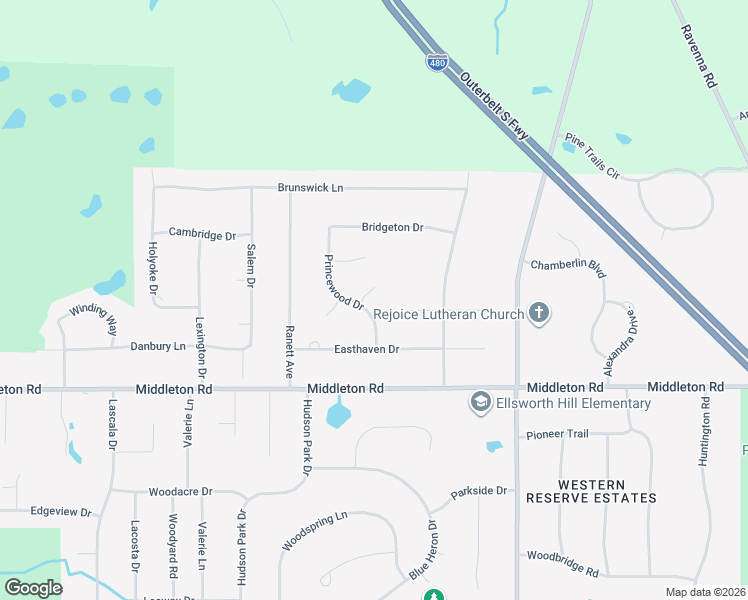 map of restaurants, bars, coffee shops, grocery stores, and more near 2600 East Blackthorn Circle in Hudson