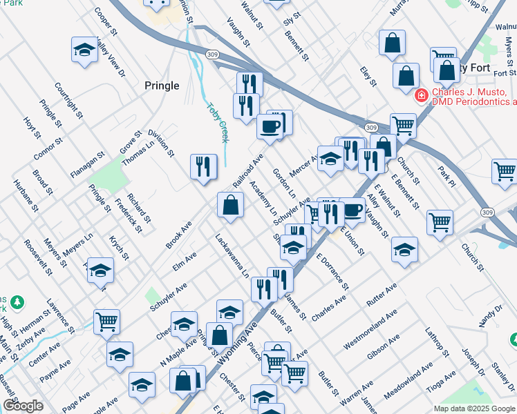 map of restaurants, bars, coffee shops, grocery stores, and more near 117 Sharpe Street in Kingston