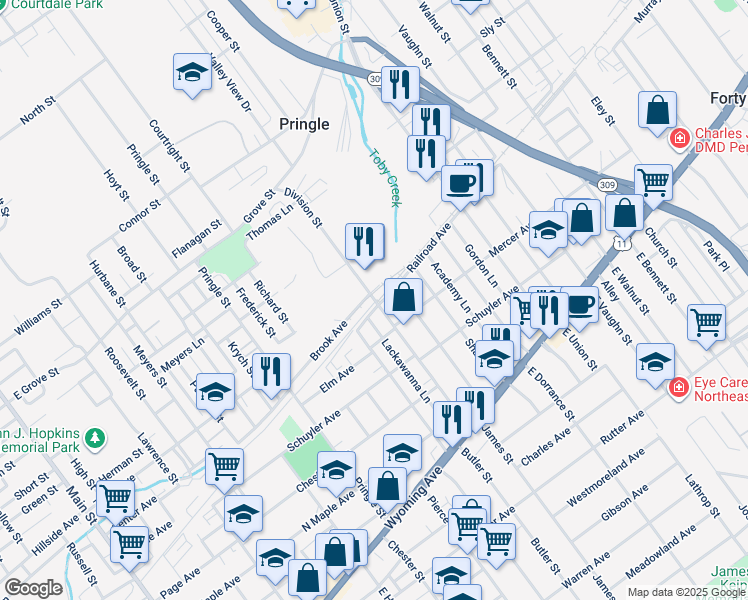 map of restaurants, bars, coffee shops, grocery stores, and more near 179 Division Street in Kingston