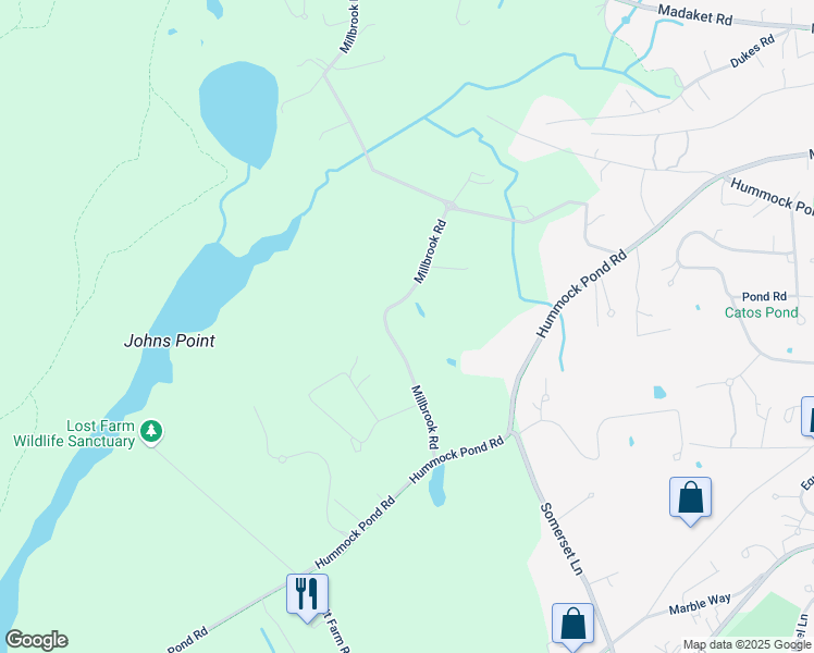 map of restaurants, bars, coffee shops, grocery stores, and more near 13 Millbrook Road in Nantucket