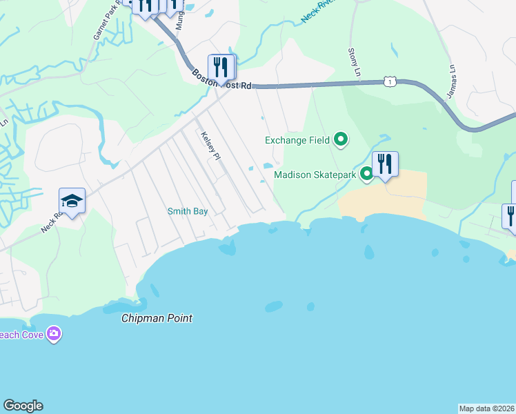 map of restaurants, bars, coffee shops, grocery stores, and more near 152 Overshore Drive East in Madison