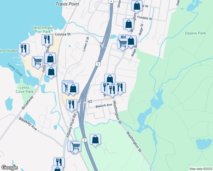 map of restaurants, bars, coffee shops, grocery stores, and more near 1007 McKinley Street in Peekskill