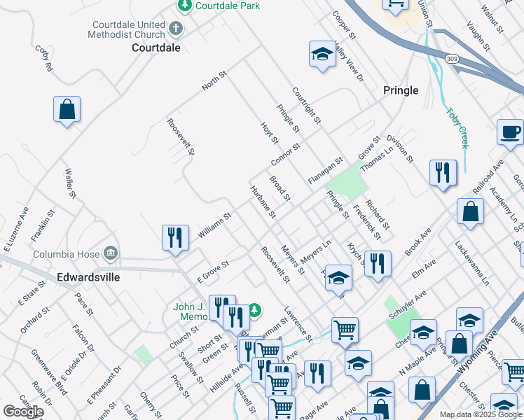 map of restaurants, bars, coffee shops, grocery stores, and more near in Larksville