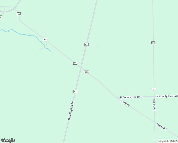 map of restaurants, bars, coffee shops, grocery stores, and more near 7207 County Road 59 in Spencerville