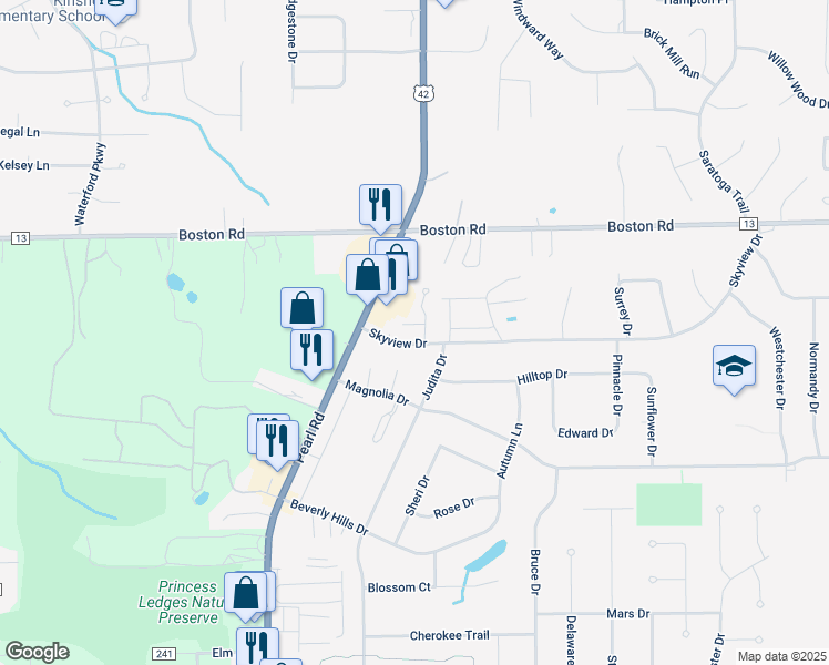 map of restaurants, bars, coffee shops, grocery stores, and more near 4150 Knight Lane in Brunswick