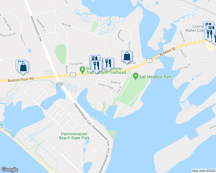 map of restaurants, bars, coffee shops, grocery stores, and more near 15 Young's Village in Madison