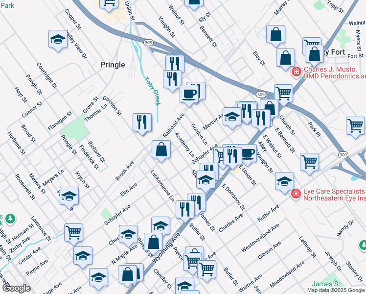 map of restaurants, bars, coffee shops, grocery stores, and more near 117 Sharpe Street in Kingston