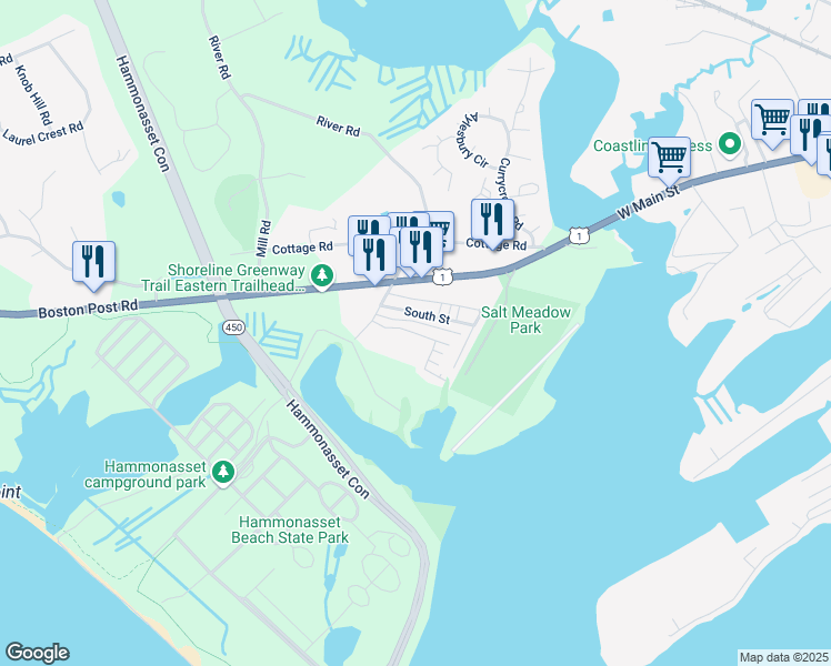 map of restaurants, bars, coffee shops, grocery stores, and more near Young's Village in Madison