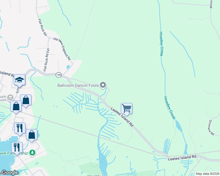 map of restaurants, bars, coffee shops, grocery stores, and more near 56 Sawmill Road in Branford
