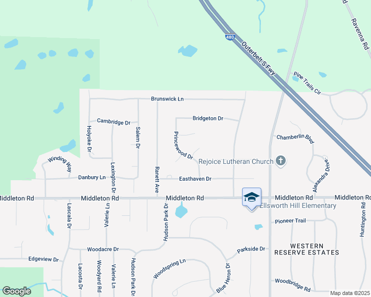 map of restaurants, bars, coffee shops, grocery stores, and more near 7949 Princewood Dr in Hudson