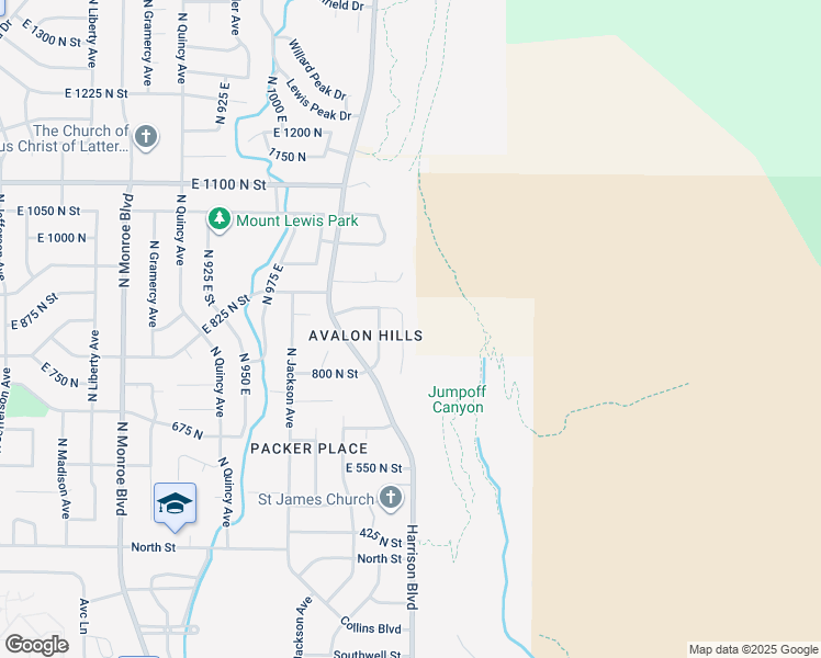 map of restaurants, bars, coffee shops, grocery stores, and more near 840 Avalon Hills Drive in Ogden