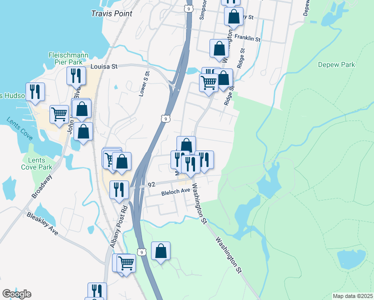 map of restaurants, bars, coffee shops, grocery stores, and more near 1007 McKinley Street in Peekskill
