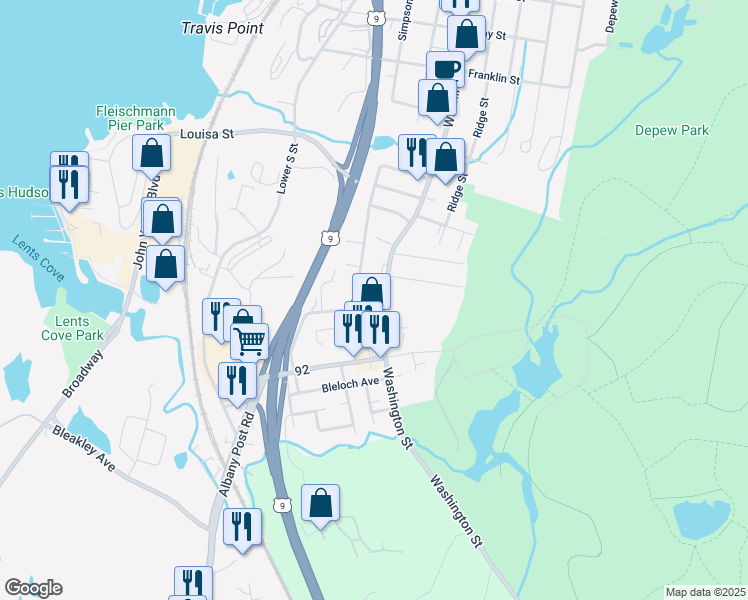map of restaurants, bars, coffee shops, grocery stores, and more near 1007 McKinley Street in Peekskill