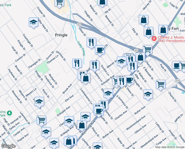 map of restaurants, bars, coffee shops, grocery stores, and more near 117 Sharpe Street in Kingston