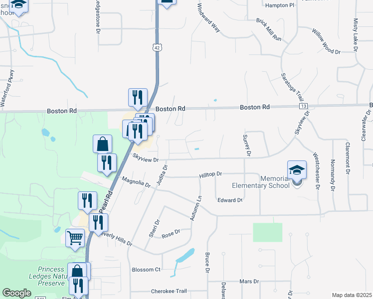 map of restaurants, bars, coffee shops, grocery stores, and more near 88 Fox Hollow Lane in Brunswick