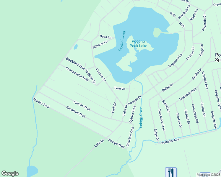 map of restaurants, bars, coffee shops, grocery stores, and more near 9 Pocono Drive in Gouldsboro
