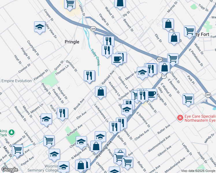 map of restaurants, bars, coffee shops, grocery stores, and more near 147 Sharpe Street in Kingston