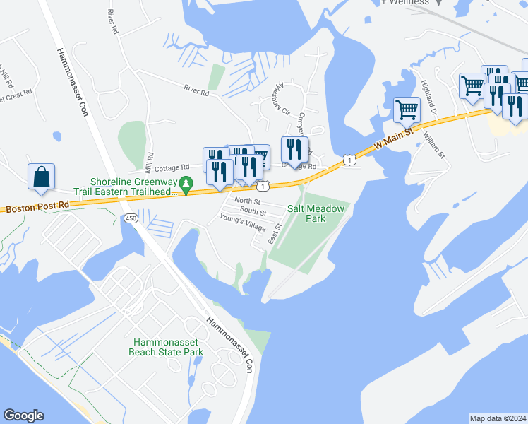 map of restaurants, bars, coffee shops, grocery stores, and more near 55 Dudley Lane in Madison