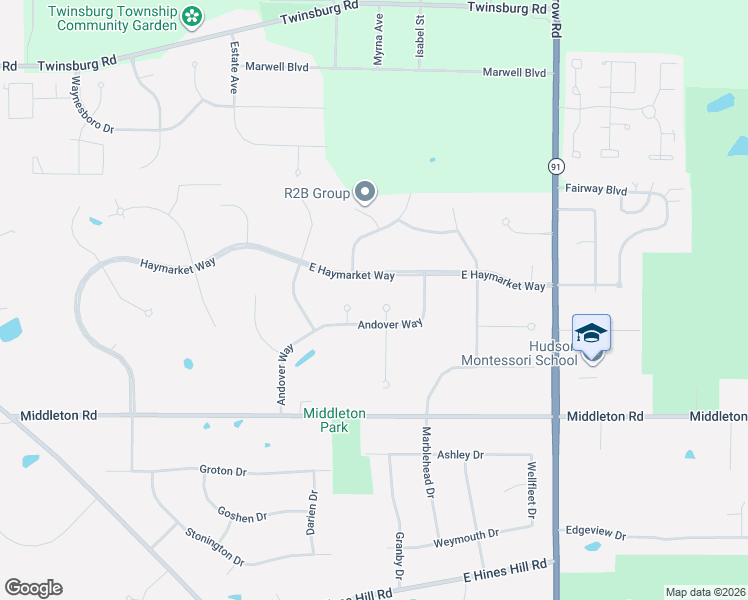 map of restaurants, bars, coffee shops, grocery stores, and more near 7522 Wetherburn Court in Hudson