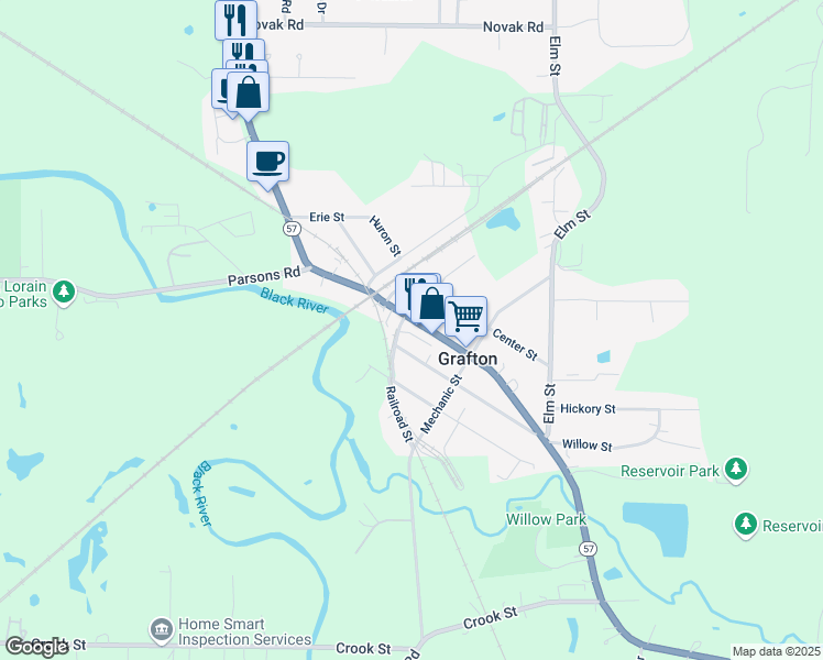 map of restaurants, bars, coffee shops, grocery stores, and more near 891 Main Street in Grafton