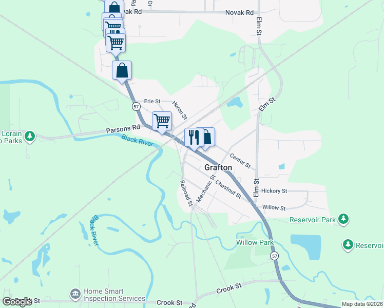 map of restaurants, bars, coffee shops, grocery stores, and more near 891 Main Street in Grafton