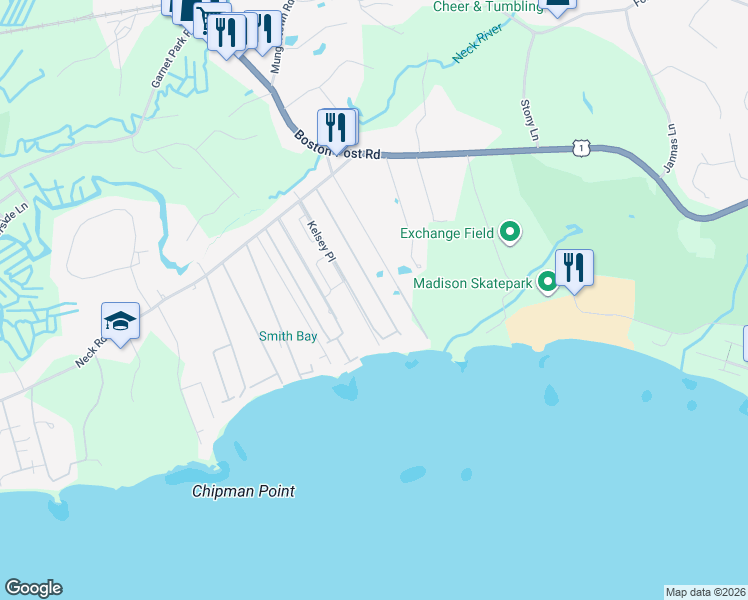 map of restaurants, bars, coffee shops, grocery stores, and more near 100 Overshores East in Madison