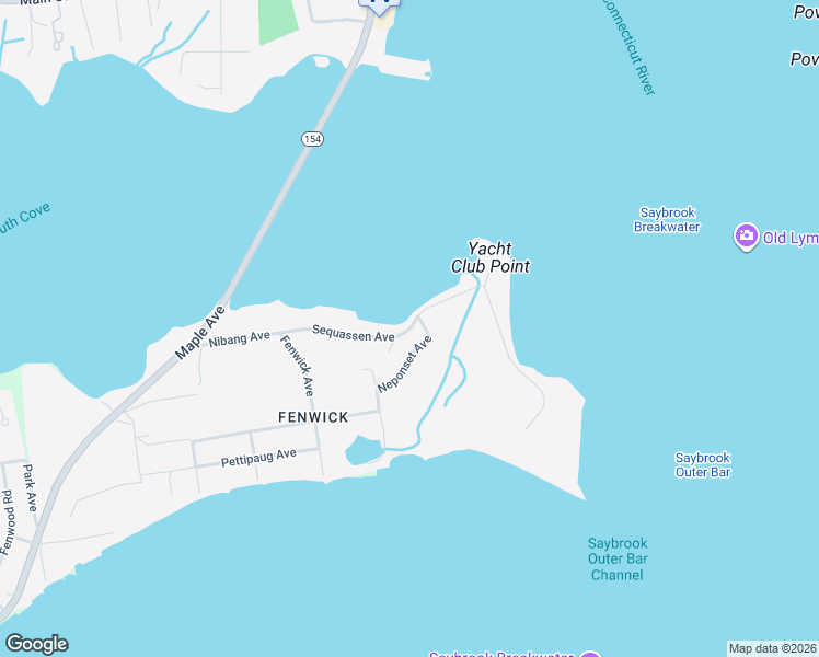 map of restaurants, bars, coffee shops, grocery stores, and more near Sequassen Avenue in Old Saybrook