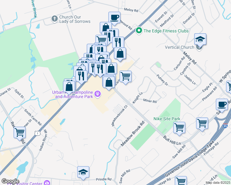 map of restaurants, bars, coffee shops, grocery stores, and more near 250 Bull Hill Lane in Orange