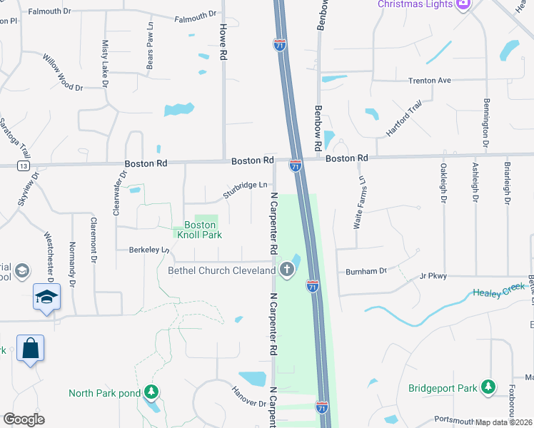 map of restaurants, bars, coffee shops, grocery stores, and more near 72 North Carpenter Road in Brunswick