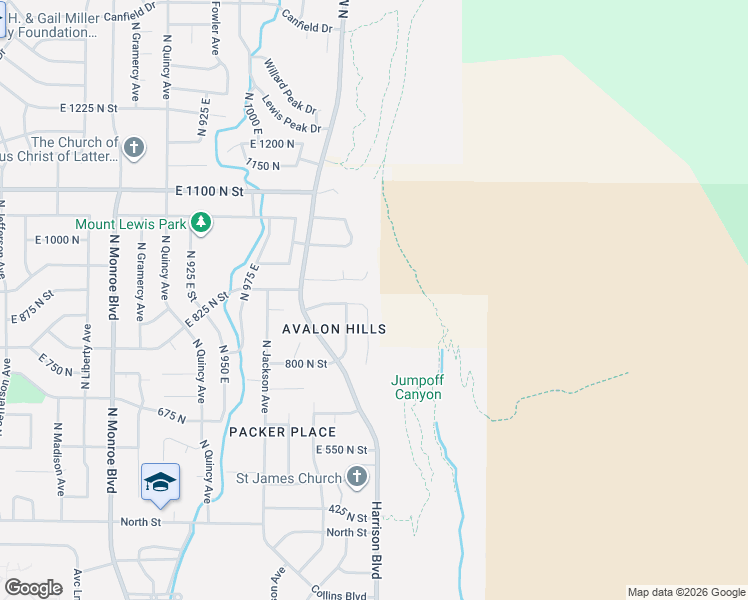 map of restaurants, bars, coffee shops, grocery stores, and more near 874 Avalon Hills Drive in Ogden