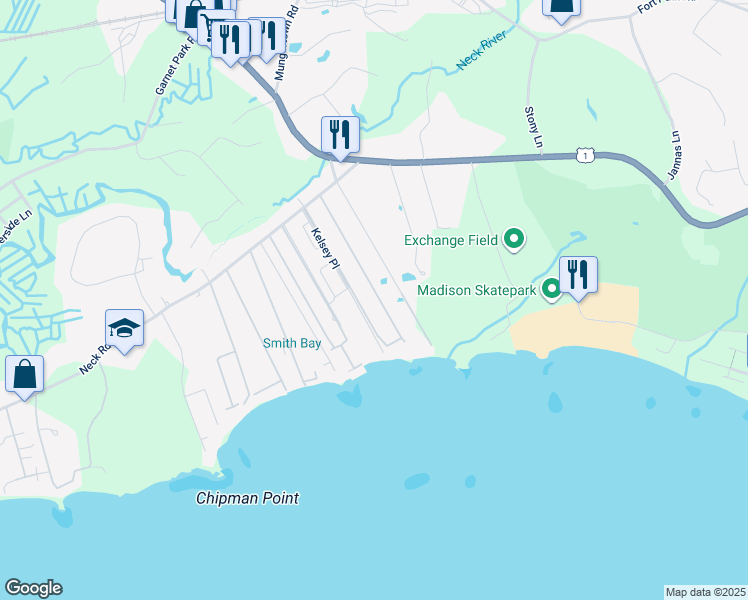 map of restaurants, bars, coffee shops, grocery stores, and more near 100 Overshores East in Madison