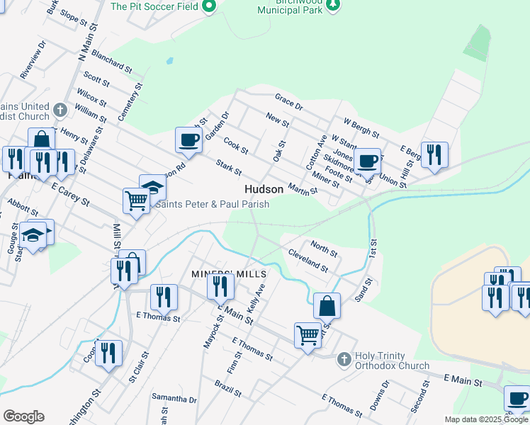 map of restaurants, bars, coffee shops, grocery stores, and more near in Hilldale