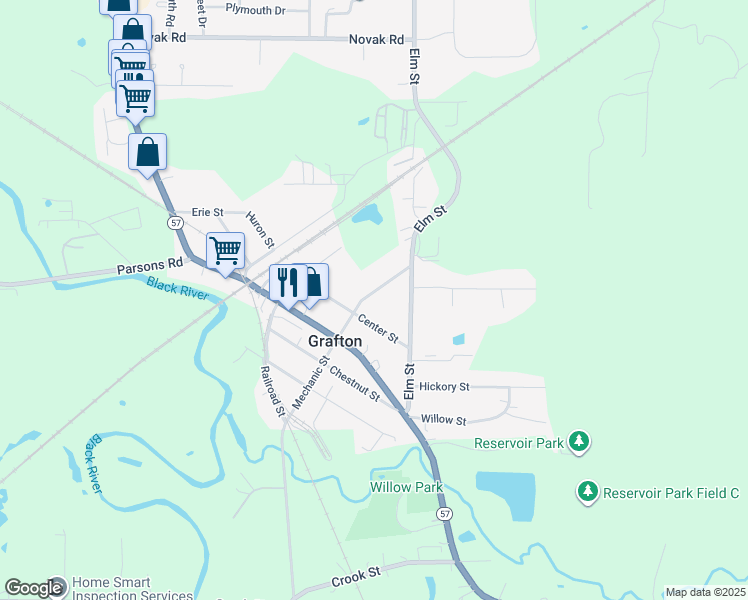 map of restaurants, bars, coffee shops, grocery stores, and more near 1033 Mechanic Street in Grafton