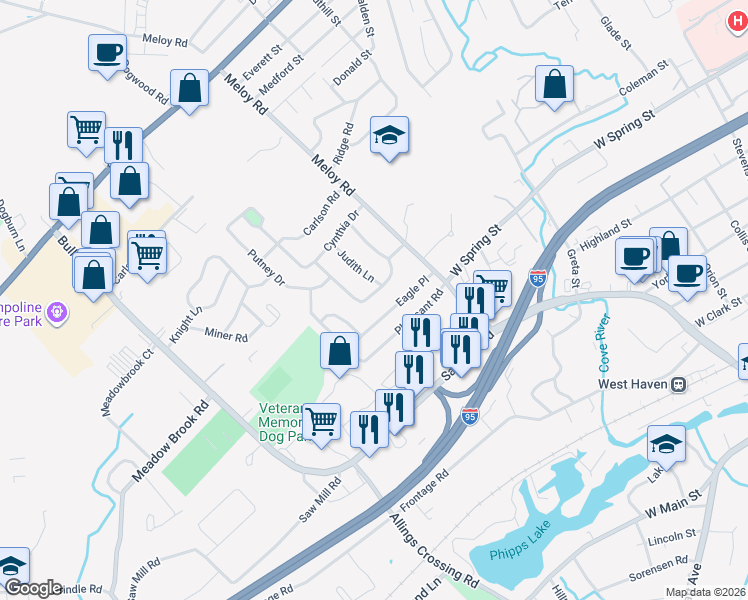 map of restaurants, bars, coffee shops, grocery stores, and more near 68 Eileen Road in West Haven