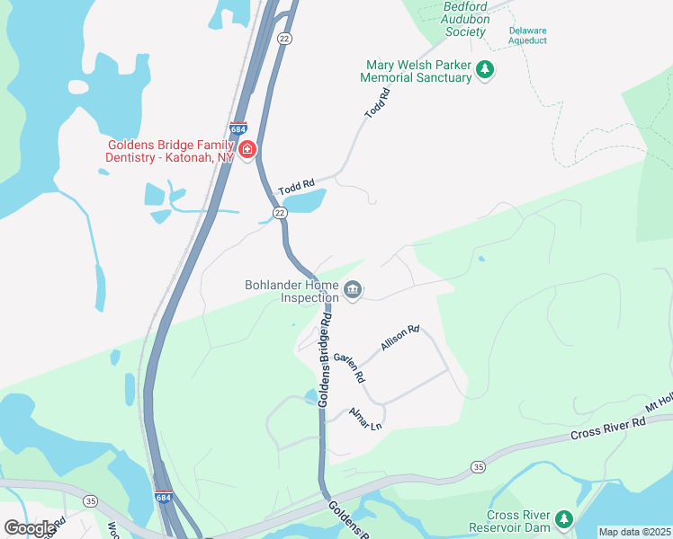 map of restaurants, bars, coffee shops, grocery stores, and more near 171 Goldens Bridge Road in Katonah