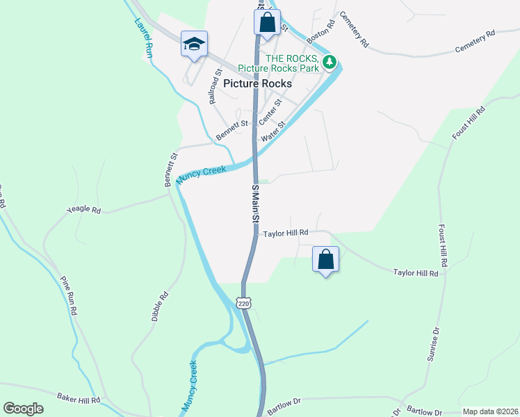 map of restaurants, bars, coffee shops, grocery stores, and more near 8 S Main St in Picture Rocks