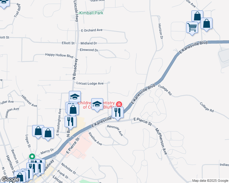 map of restaurants, bars, coffee shops, grocery stores, and more near 327 North Avenue in Council Bluffs
