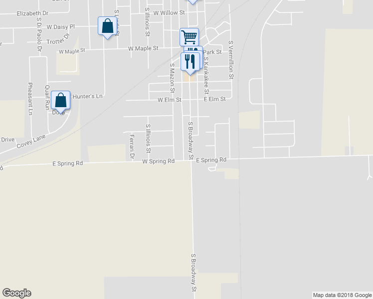 map of restaurants, bars, coffee shops, grocery stores, and more near 1140 South Broadway Street in Coal City