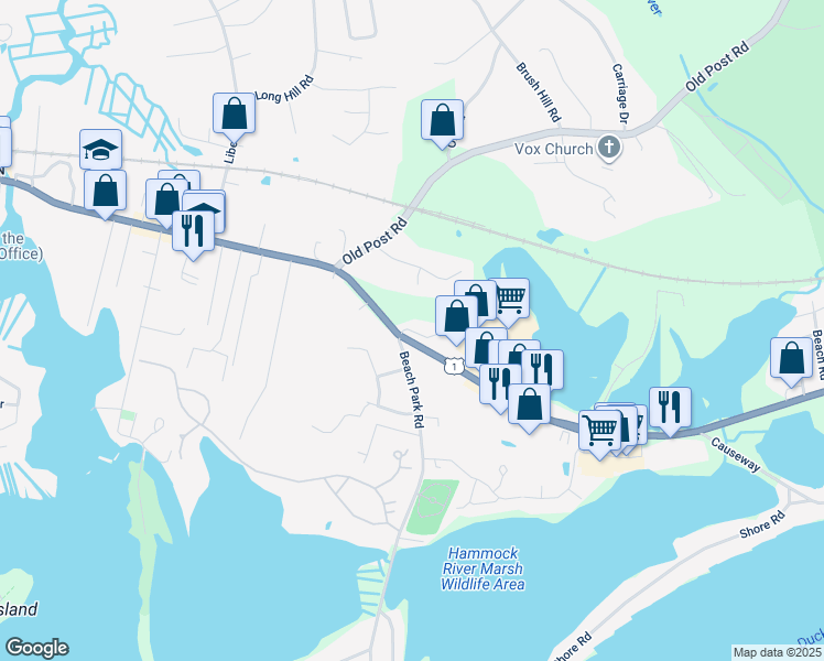 map of restaurants, bars, coffee shops, grocery stores, and more near 21 Plymouth Court in Clinton