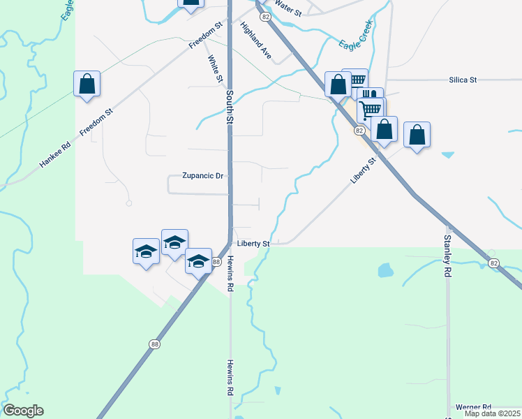 map of restaurants, bars, coffee shops, grocery stores, and more near 8102 Southwood Drive in Garrettsville