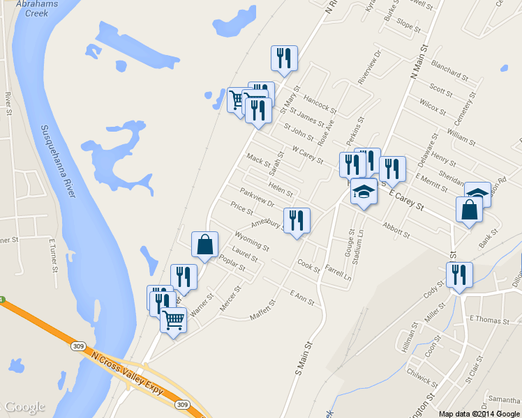 map of restaurants, bars, coffee shops, grocery stores, and more near 24 Parkview Dr in Plains