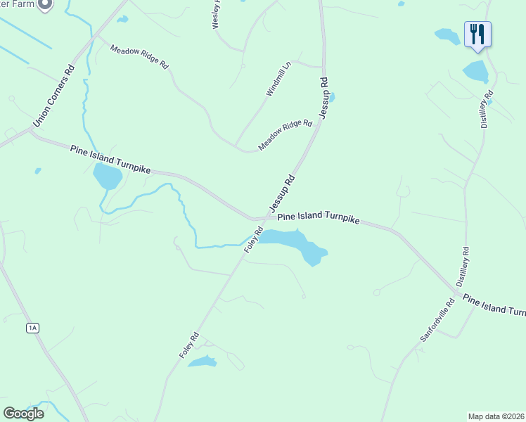 map of restaurants, bars, coffee shops, grocery stores, and more near 1 Jessup Road in Warwick