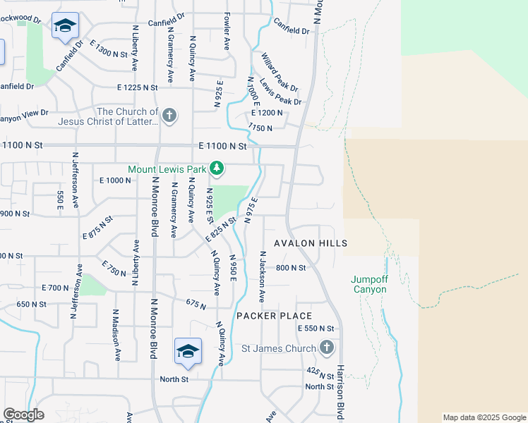 map of restaurants, bars, coffee shops, grocery stores, and more near 1004 East 900 North in Ogden